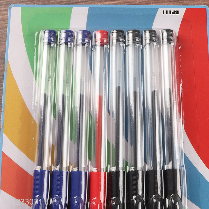 Good Quality 8 Packs Student Gel Ink Pens with Black/Red/Blue Ink