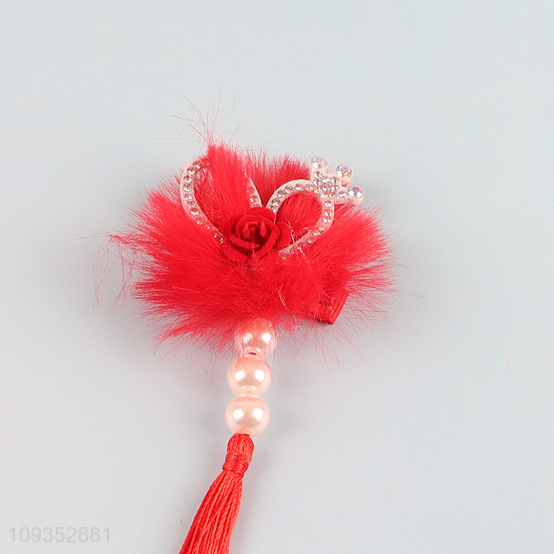 Latest products red children hair clips hair decoration