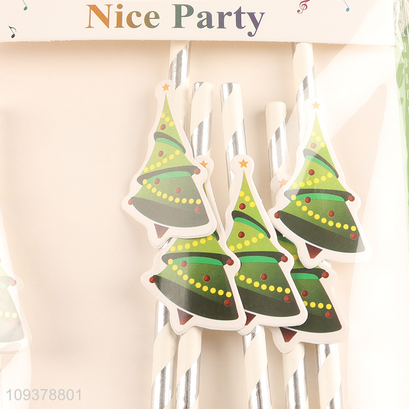 Good price Christmas tree paper straw drinking straw