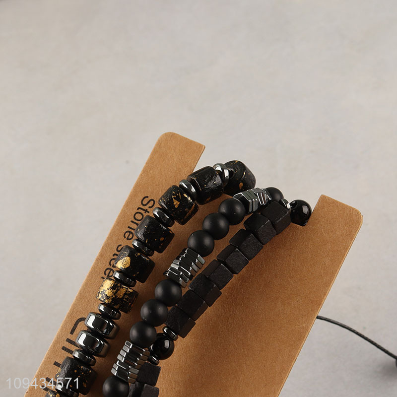 Latest products   black fashion jewelry beaded braided bracelet set