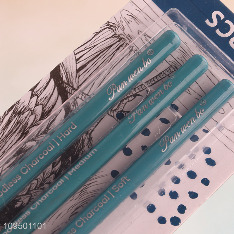 Hot items 3pcs blue woodless charcoal pencils