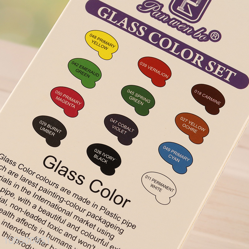 New product 12 colors waterproof glass paint set
