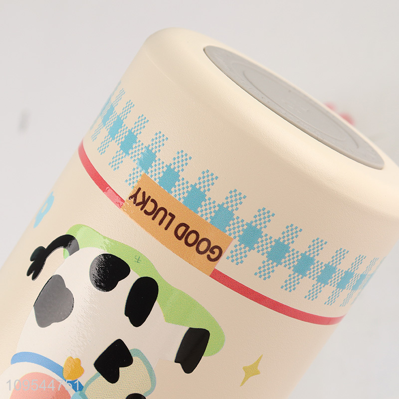 Portable Cartoon Calf Doll Insulated Tumbler With Straw And Portable Lanyard